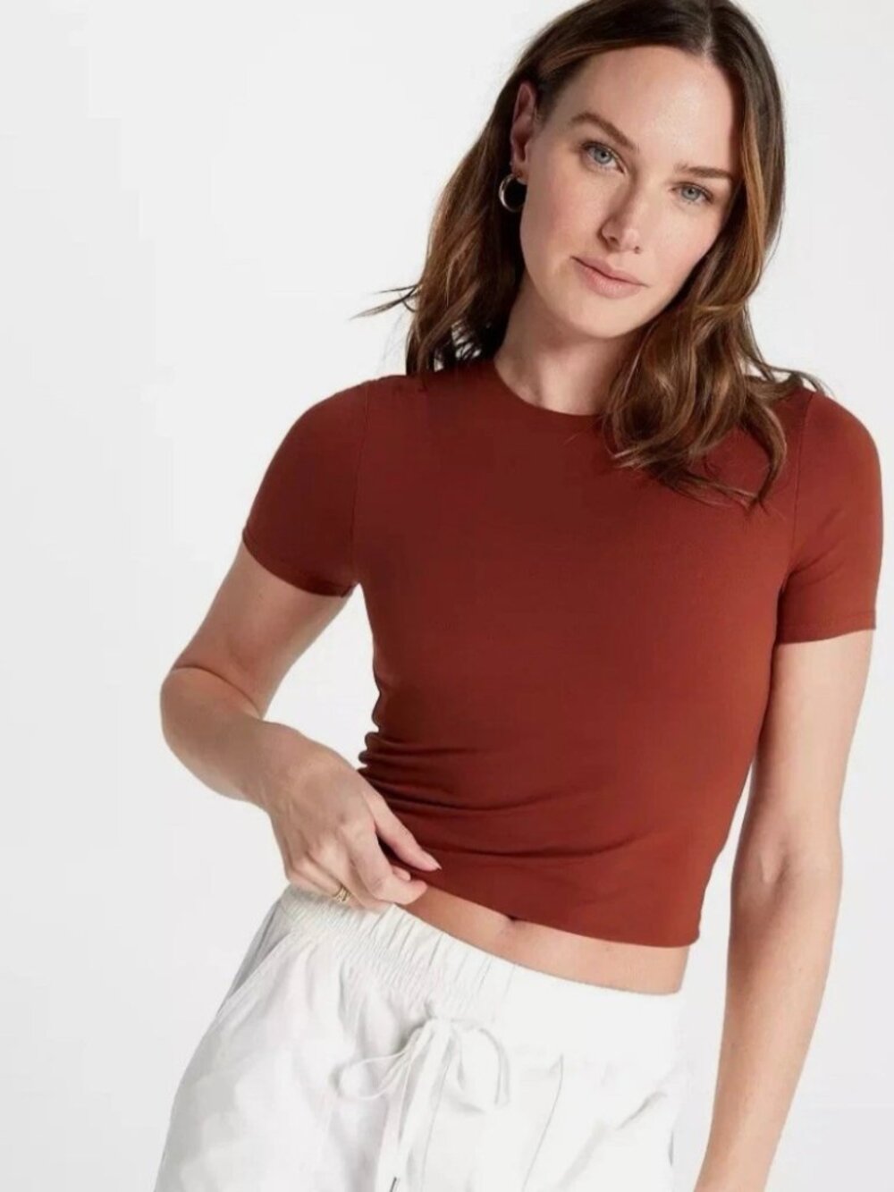 Calia Women's Inspire Short Sleeve Top in Red Brown size L NWT $58